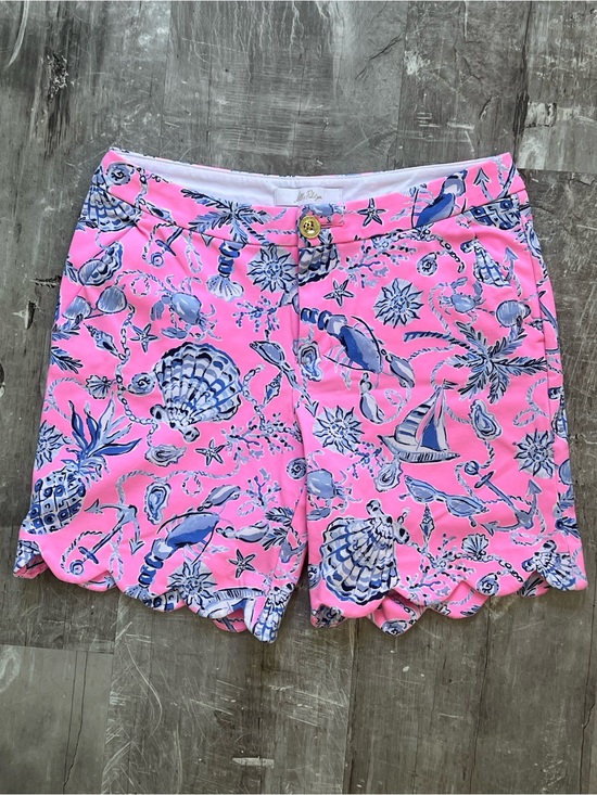 Lilly Pulitzer Pants - Lilly Pulitzer Pink Nautical Shell-Print Scallop Hem Shorts Size 4 EUC